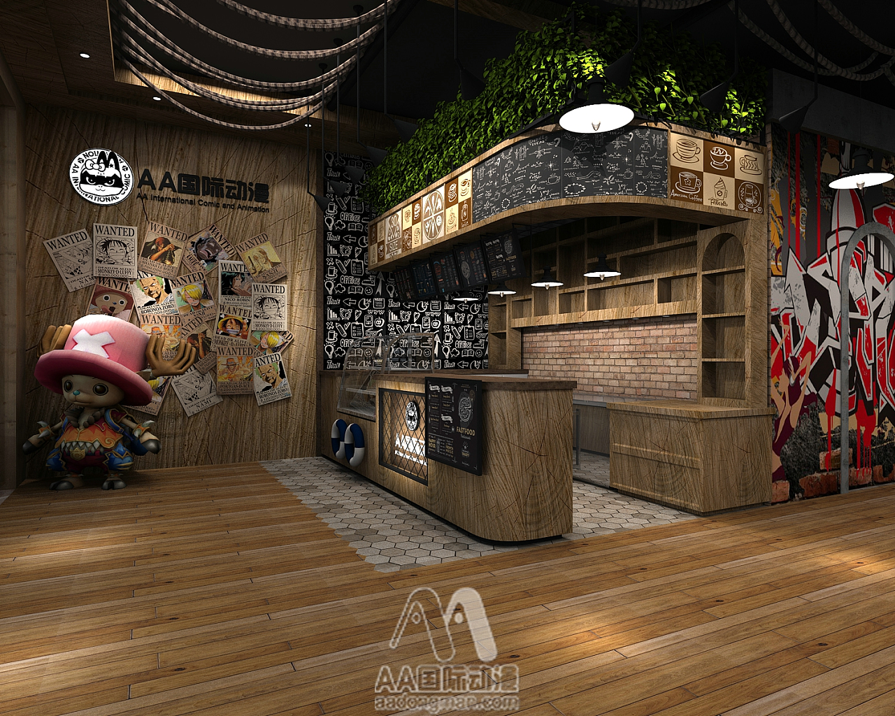 AA国际动漫主题餐饮店 融合工艺设计的室内空间体验